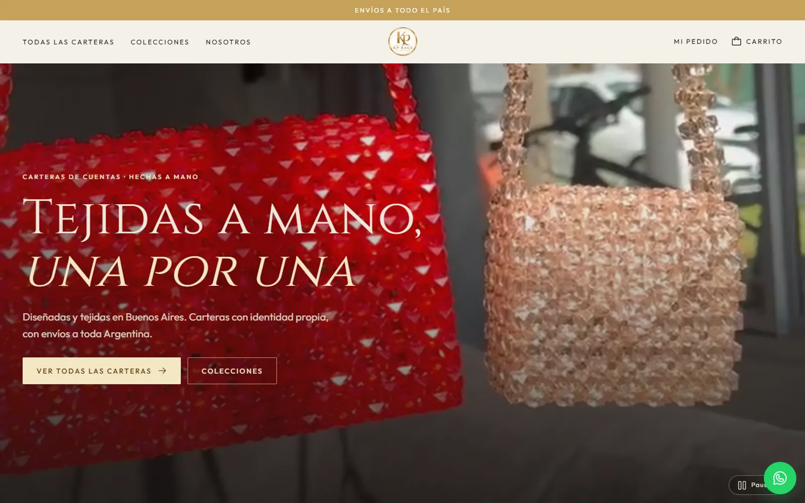 Web de KP Bags en computadora