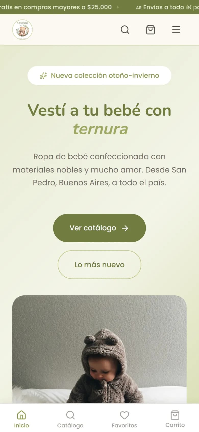Web de Mundo Bebé en celular