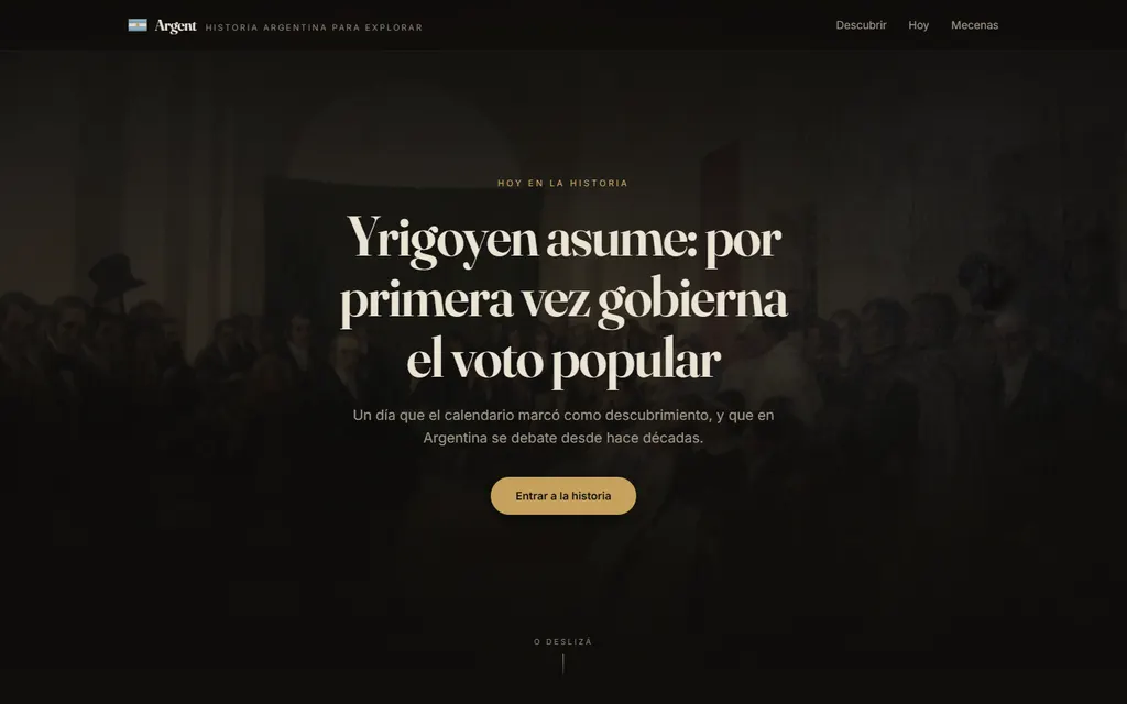 Argent, captura de la web